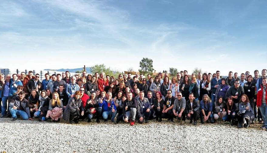 Annual gathering in a vineyard